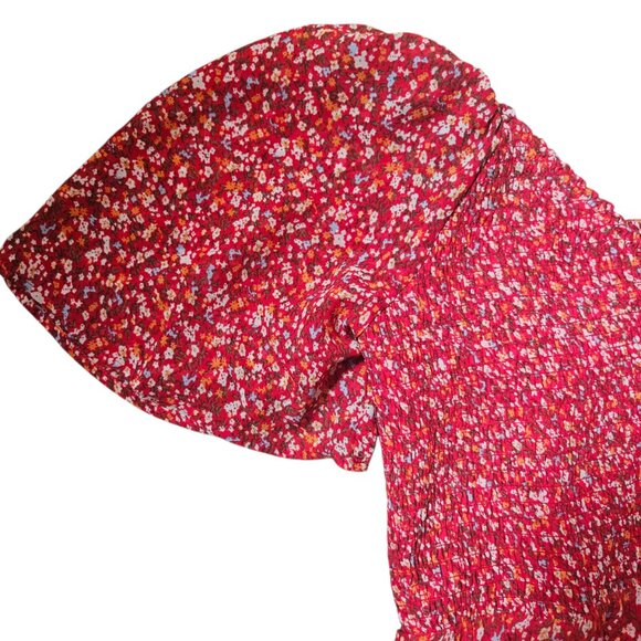 White Birch Smocked Maxi Dress Womens SZ 3X Floral Tiered Burn Orange Milkmaid - Picture 5 of 13